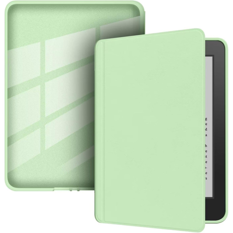 Coque de Protection Snap-on avec Veille/Réveil Auto pour Kindle 8e Génération 6" (Sortie 2016) - Fond Transparent Vert Matcha
