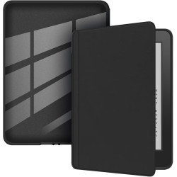 Coque de Protection Snap-on avec Veille/Réveil Auto pour Kindle 11e/12e Génération 6" (Sortie 2022/2024) - Fond Transparent Noir
