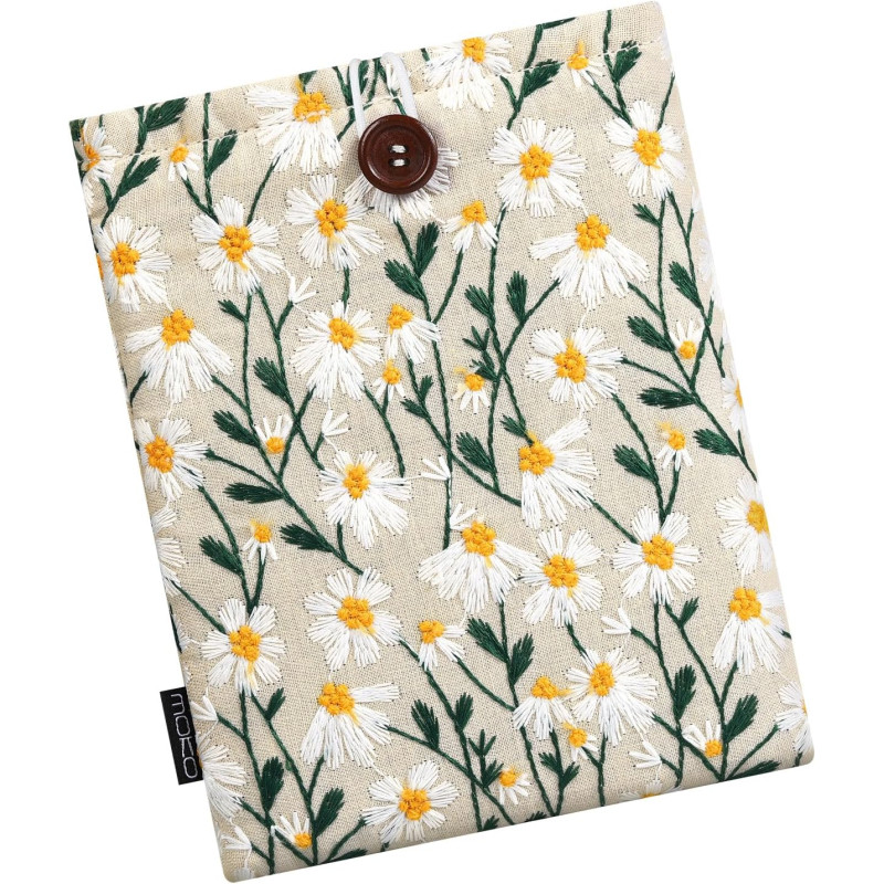 Moko 6-7" pagnière à manches rembourrées de marguerite brodées pour kindle colorsoft,kindle paperblanc 12th gen 2024, kindle 202