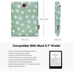 Moko 6-7" pagnière à manches rembourrées de marguerite brodées pour kindle colorsoft,kindle paperblanc 12th gen 2024, kindle 202