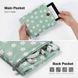 Moko 6-7" pagnière à manches rembourrées de marguerite brodées pour kindle colorsoft,kindle paperblanc 12th gen 2024, kindle 202