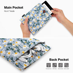 Moko 6-7" pagnière à manches rembourrées de marguerite brodées pour kindle colorsoft,kindle paperblanc 12th gen 2024, kindle 202