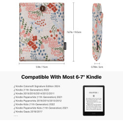 Moko 6-7" pagnière à manches rembourrées de marguerite brodées pour kindle colorsoft,kindle paperblanc 12th gen 2024, kindle 202