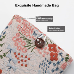 Moko 6-7" pagnière à manches rembourrées de marguerite brodées pour kindle colorsoft,kindle paperblanc 12th gen 2024, kindle 202