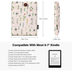 Moko 6-7" pagnière à manches rembourrées de marguerite brodées pour kindle colorsoft,kindle paperblanc 12th gen 2024, kindle 202
