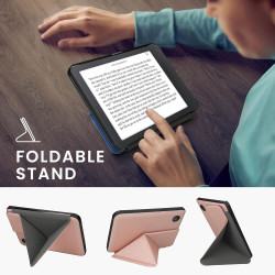 kwmobile Étui Compatible avec Kobo Clara BW/Colour Coque - Étui à Rabat magnétique Tablette eReader Similicuir - Or Rose