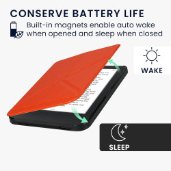 Kwmobile étui compatible avec kobo clara bw/colour coque - étui à rabat magnétique tablette ereader similicuir - orange fruitée