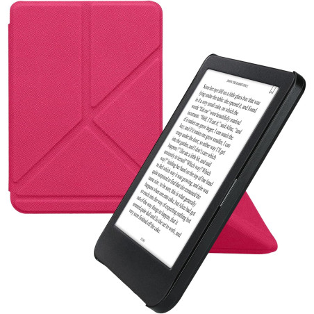 kwmobile Étui Compatible avec Kobo Clara BW/Colour Coque - Étui à Rabat magnétique Tablette eReader Similicuir - Rose Fluo