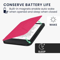 kwmobile Étui Compatible avec Kobo Clara BW/Colour Coque - Étui à Rabat magnétique Tablette eReader Similicuir - Rose Fluo