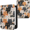 Kwmobile étui compatible avec kobo clara bw/colour coque - étui à rabat magnétique tablette ereader similicuir - orange-noir-bla