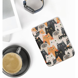Kwmobile étui compatible avec kobo clara bw/colour coque - étui à rabat magnétique tablette ereader similicuir - orange-noir-bla