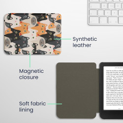 Kwmobile étui compatible avec kobo clara bw/colour coque - étui à rabat magnétique tablette ereader similicuir - orange-noir-bla