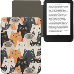 Kwmobile étui compatible avec kobo clara bw/colour coque - étui à rabat magnétique tablette ereader similicuir - orange-noir-bla