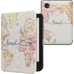 kwmobile Étui Compatible avec Kobo Clara BW/Colour Coque - Étui à Rabat magnétique Tablette eReader Similicuir - Noir-Multicolor