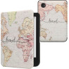 kwmobile Étui Compatible avec Kobo Clara BW/Colour Coque - Étui à Rabat magnétique Tablette eReader Similicuir - Noir-Multicolor
