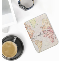 kwmobile Étui Compatible avec Kobo Clara BW/Colour Coque - Étui à Rabat magnétique Tablette eReader Similicuir - Noir-Multicolor