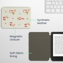 kwmobile Étui Compatible avec Kobo Clara BW/Colour Coque - Étui à Rabat magnétique Tablette eReader Similicuir - Blanc-Marron-Ve