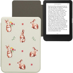 kwmobile Étui Compatible avec Kobo Clara BW/Colour Coque - Étui à Rabat magnétique Tablette eReader Similicuir - Blanc-Marron-Ve