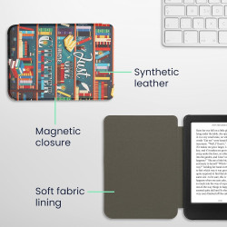 kwmobile Étui Compatible avec Kobo Clara BW/Colour Coque - Étui à Rabat magnétique Tablette eReader Similicuir - Multicolore