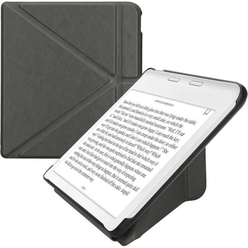 kwmobile Étui Compatible avec Kobo Libra Colour Coque - Étui à Rabat magnétique Tablette eReader Similicuir - Anthracite
