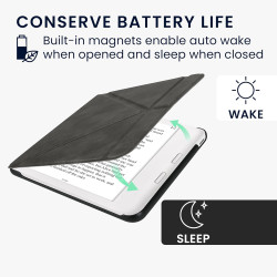 kwmobile Étui Compatible avec Kobo Libra Colour Coque - Étui à Rabat magnétique Tablette eReader Similicuir - Anthracite