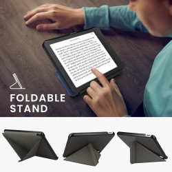 kwmobile Étui Compatible avec Kobo Libra Colour Coque - Étui à Rabat magnétique Tablette eReader Similicuir - Anthracite