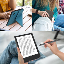 kwmobile Étui Compatible avec Kobo Libra Colour Coque - Étui à Rabat magnétique Tablette eReader Similicuir - Anthracite