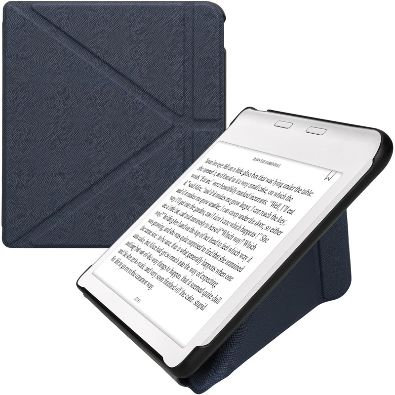 kwmobile Étui Compatible avec Kobo Libra Colour Coque - Étui à Rabat magnétique Tablette eReader Similicuir - Bleu foncé