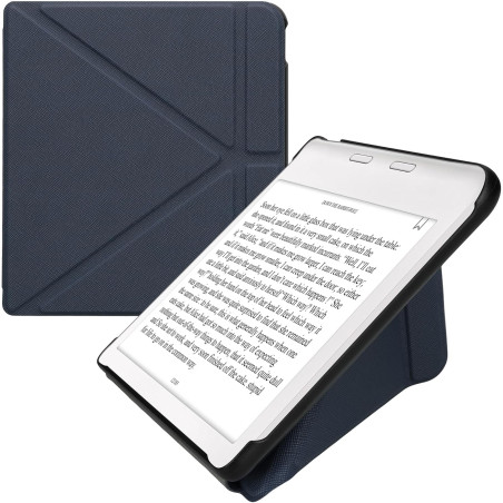 kwmobile Étui Compatible avec Kobo Libra Colour Coque - Étui à Rabat magnétique Tablette eReader Similicuir - Bleu foncé