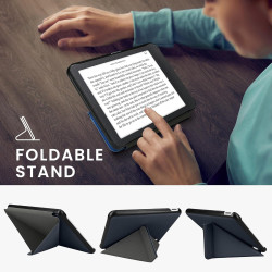 kwmobile Étui Compatible avec Kobo Libra Colour Coque - Étui à Rabat magnétique Tablette eReader Similicuir - Bleu foncé