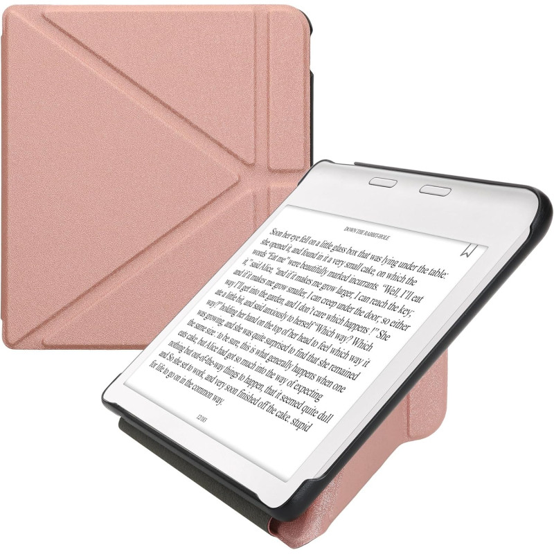 kwmobile Étui Compatible avec Kobo Libra Colour Coque - Étui à Rabat magnétique Tablette eReader Similicuir - Or Rose