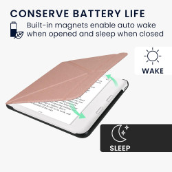 kwmobile Étui Compatible avec Kobo Libra Colour Coque - Étui à Rabat magnétique Tablette eReader Similicuir - Or Rose