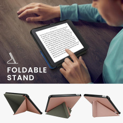 kwmobile Étui Compatible avec Kobo Libra Colour Coque - Étui à Rabat magnétique Tablette eReader Similicuir - Or Rose