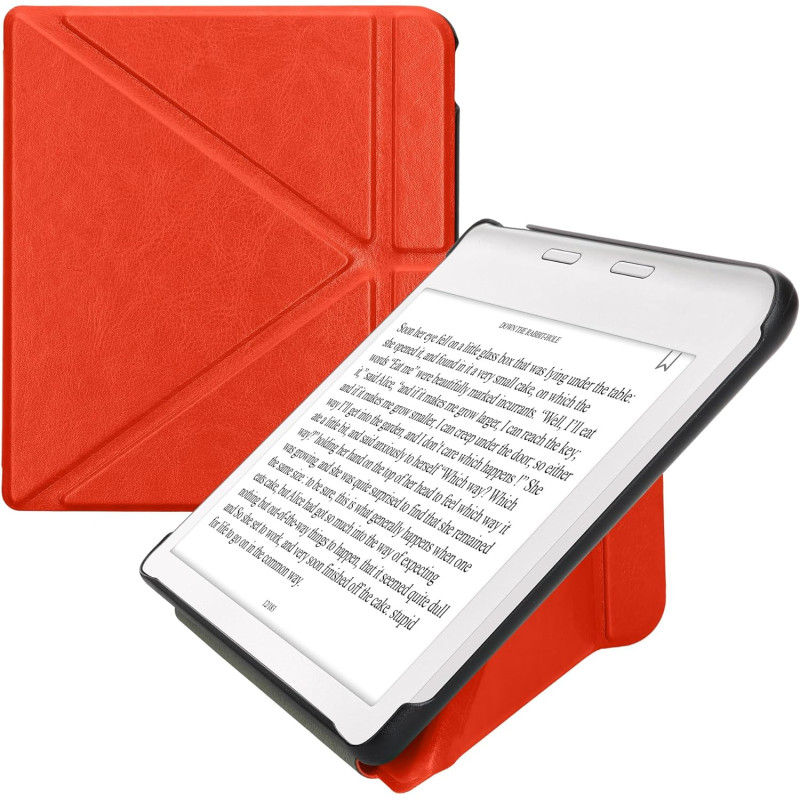 Kwmobile étui compatible avec kobo libra colour coque - étui à rabat magnétique tablette ereader similicuir - orange