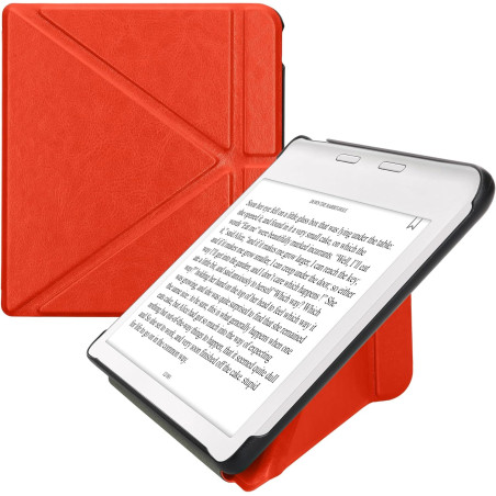 Kwmobile étui compatible avec kobo libra colour coque - étui à rabat magnétique tablette ereader similicuir - orange