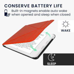 Kwmobile étui compatible avec kobo libra colour coque - étui à rabat magnétique tablette ereader similicuir - orange