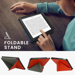 Kwmobile étui compatible avec kobo libra colour coque - étui à rabat magnétique tablette ereader similicuir - orange