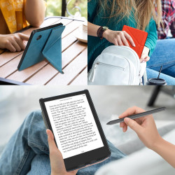 Kwmobile étui compatible avec kobo libra colour coque - étui à rabat magnétique tablette ereader similicuir - orange