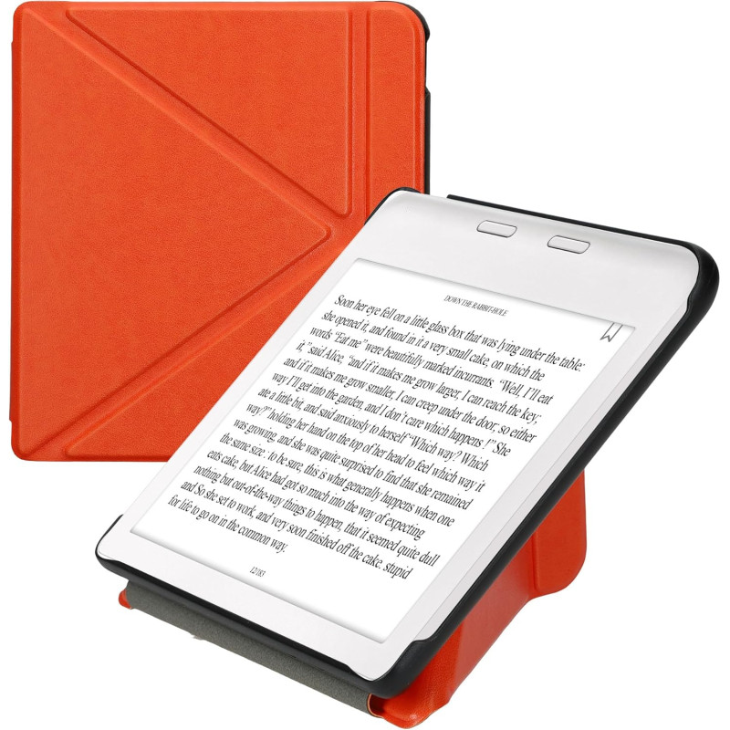 Kwmobile étui compatible avec kobo libra colour coque - étui à rabat magnétique tablette ereader similicuir - orange fruitée