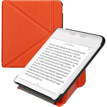 Kwmobile étui compatible avec kobo libra colour coque - étui à rabat magnétique tablette ereader similicuir - orange fruitée