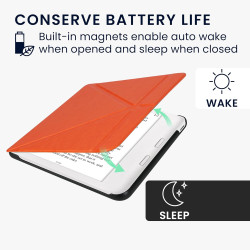 Kwmobile étui compatible avec kobo libra colour coque - étui à rabat magnétique tablette ereader similicuir - orange fruitée