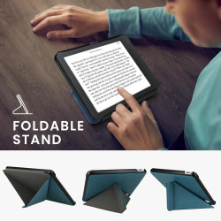 kwmobile Étui Compatible avec Kobo Libra Colour Coque - Étui à Rabat magnétique Tablette eReader Similicuir - pétrole