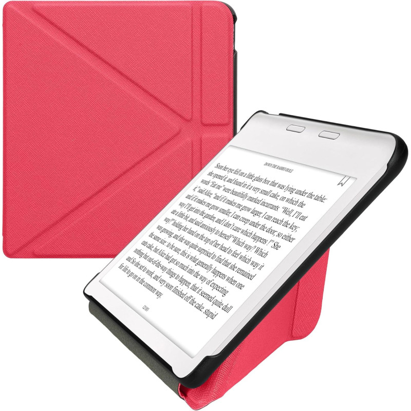 kwmobile Étui Compatible avec Kobo Libra Colour Coque - Étui à Rabat magnétique Tablette eReader Similicuir - Rose Fluo
