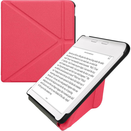 kwmobile Étui Compatible avec Kobo Libra Colour Coque - Étui à Rabat magnétique Tablette eReader Similicuir - Rose Fluo
