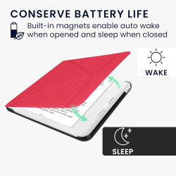 kwmobile Étui Compatible avec Kobo Libra Colour Coque - Étui à Rabat magnétique Tablette eReader Similicuir - Rose Fluo