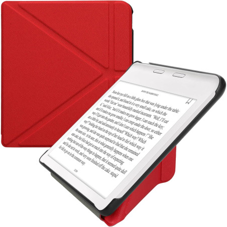 kwmobile Étui Compatible avec Kobo Libra Colour Coque - Étui à Rabat magnétique Tablette eReader Similicuir - Rouge foncé