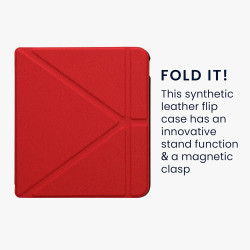 kwmobile Étui Compatible avec Kobo Libra Colour Coque - Étui à Rabat magnétique Tablette eReader Similicuir - Rouge foncé