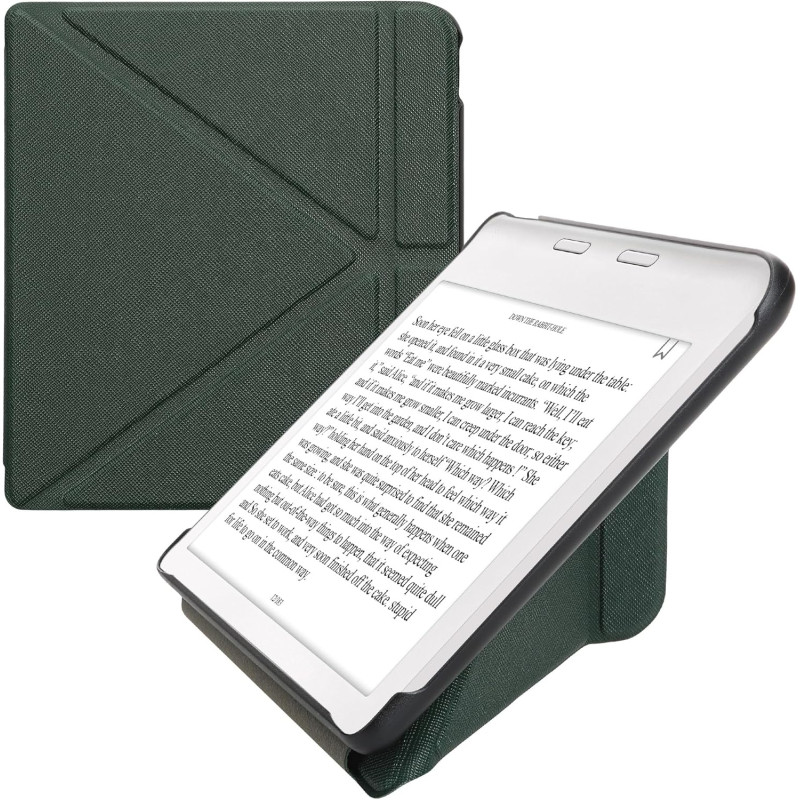 kwmobile Étui Compatible avec Kobo Libra Colour Coque - Étui à Rabat magnétique Tablette eReader Similicuir - Vert foncé