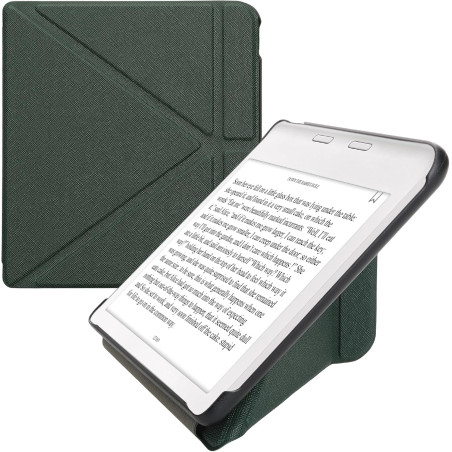 kwmobile Étui Compatible avec Kobo Libra Colour Coque - Étui à Rabat magnétique Tablette eReader Similicuir - Vert foncé