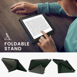 kwmobile Étui Compatible avec Kobo Libra Colour Coque - Étui à Rabat magnétique Tablette eReader Similicuir - Vert foncé